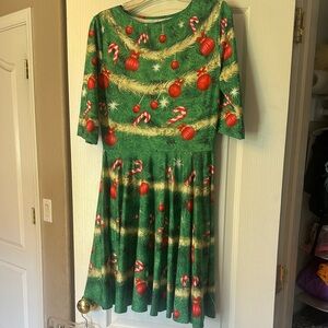 Charming Green Holiday Christmas tree Dress  ornaments/candy canes